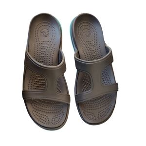 Crocs Baya Brow/Teal  Slide Sandals